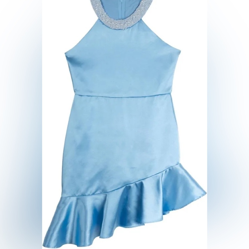 Rare Editions Sky Blue Satin Dress